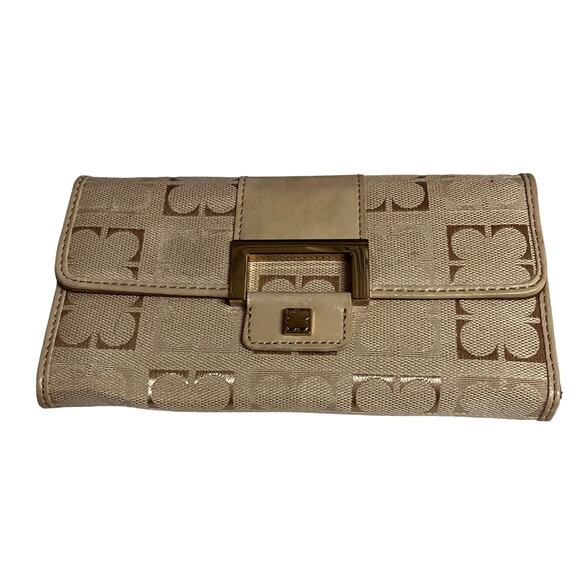 Liz Clairborne Cream Wallet 90s, Vintage, Card Holder, Check Book, Beige, Preppy - Picture 1 of 14